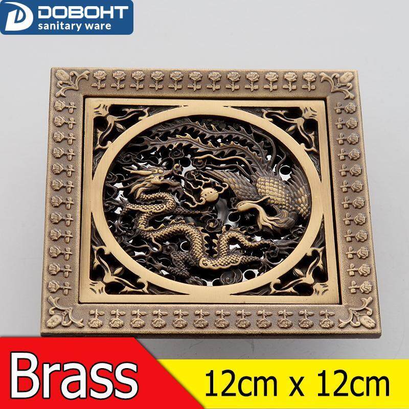 DOBOHT DR006-12A Brass Bathroom Yellow Bronze 12CM*12CM Floor Drains Traps