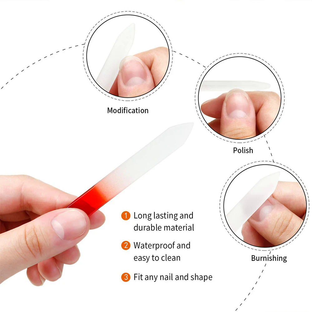 Professional Crystal Glass Nail Files Durable Gradient Double Sided Nail Art Buffer Files With Cases Salon Beauty Tools