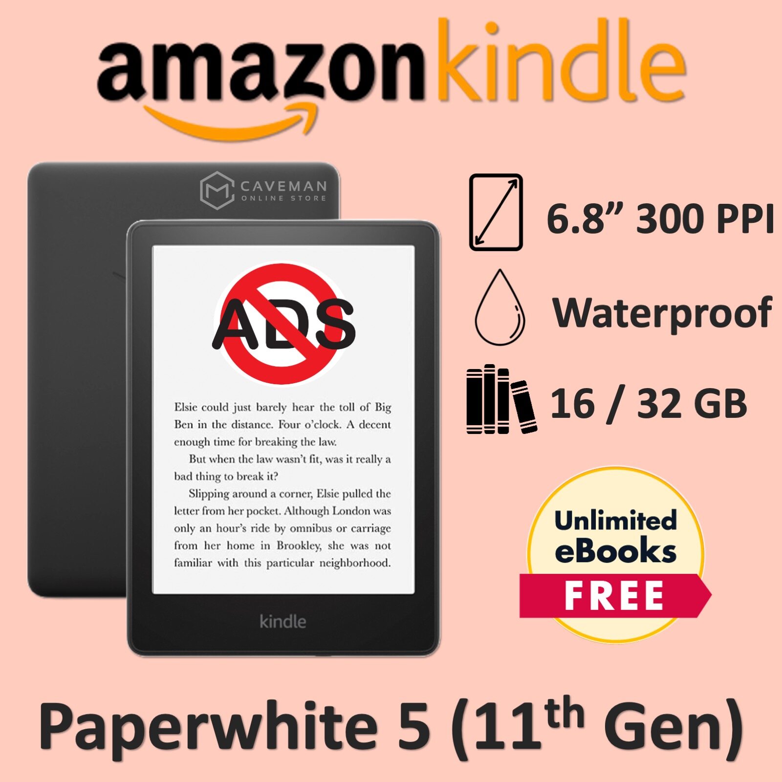 Kindle shops Paperwhite 11th Gen No Ads