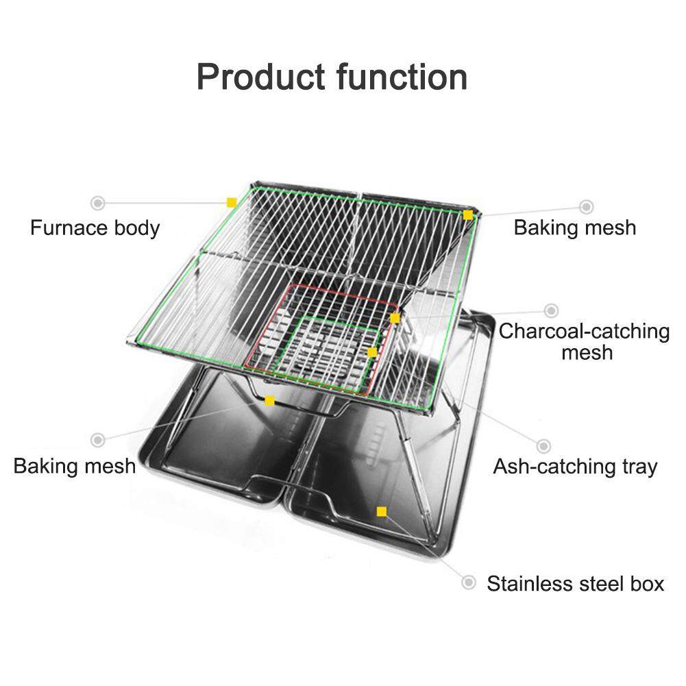 Dày Thép không gỉ Bếp Nướng Ngoài Trời Gấp Gọn BBQ Bếp Củi Bếp Đa người Nướng Bếp Than Lò Nướng