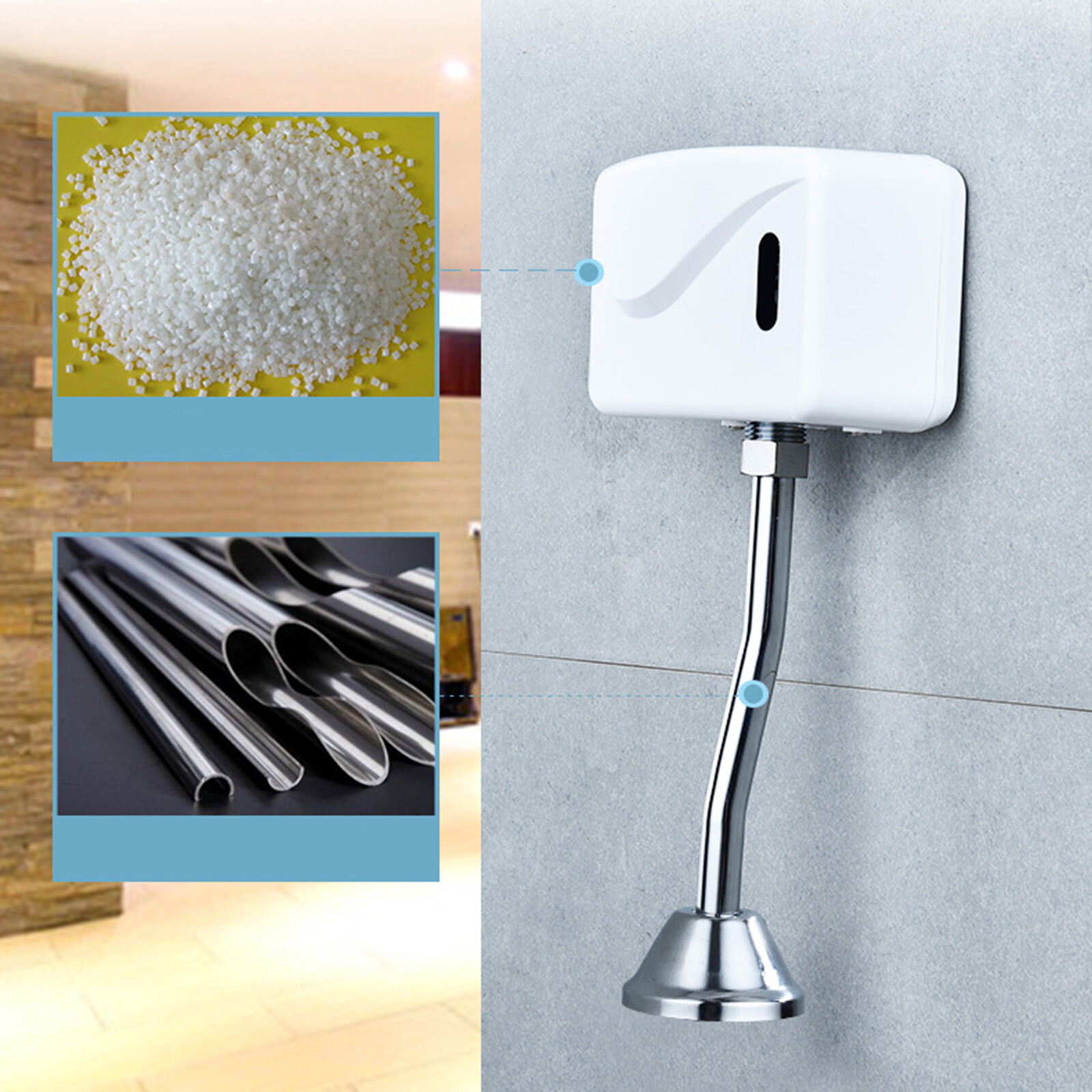 Blesiya Automatic Urinal Sensor Flush Valve Bathroom Faucet Tap Wall Mounted Men