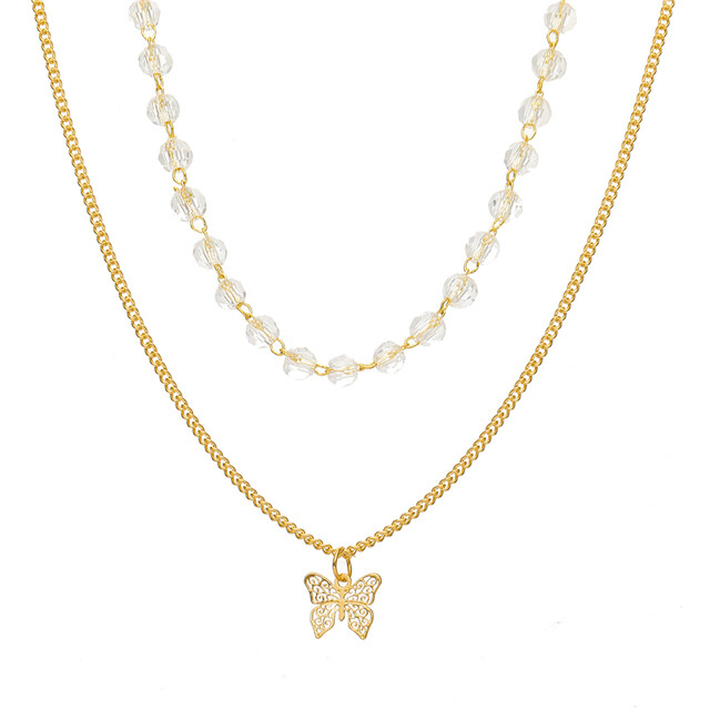 17MILE Bohemian Multilayer Snake Butterfly Necklace for Women Fashion Pearl Gold Chain Choker Necklaces Gifts Jewelry