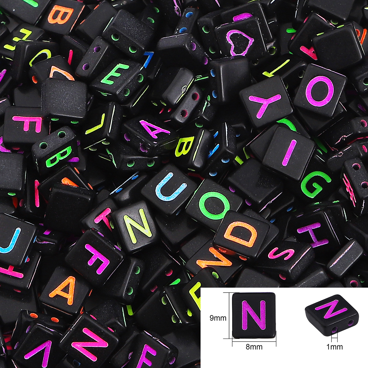 Mixed Letter Double Holes Acrylic Spacer Beads Flat Square English Alphabet Beads For Jewelry Making DIY Bracelets Necklaces