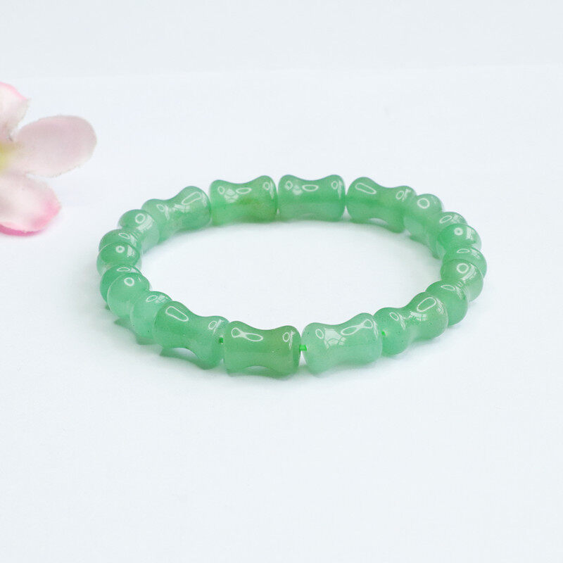 TIMESWIND with Certificate Natural Jade Green Bamboo Beaded Women Lucky Bracelet