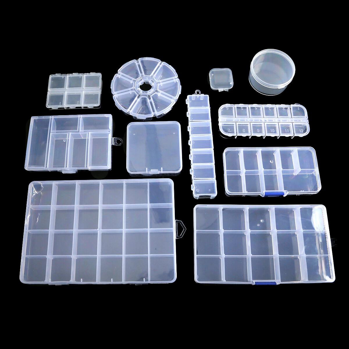 Nhiều kích cỡ trong suốt lưu trữ nhựa hộp trang sức ngăn có thể điều chỉnh container cho hạt hộp Bông tai đối với trang sức hộp hình chữ nhật trường hợp