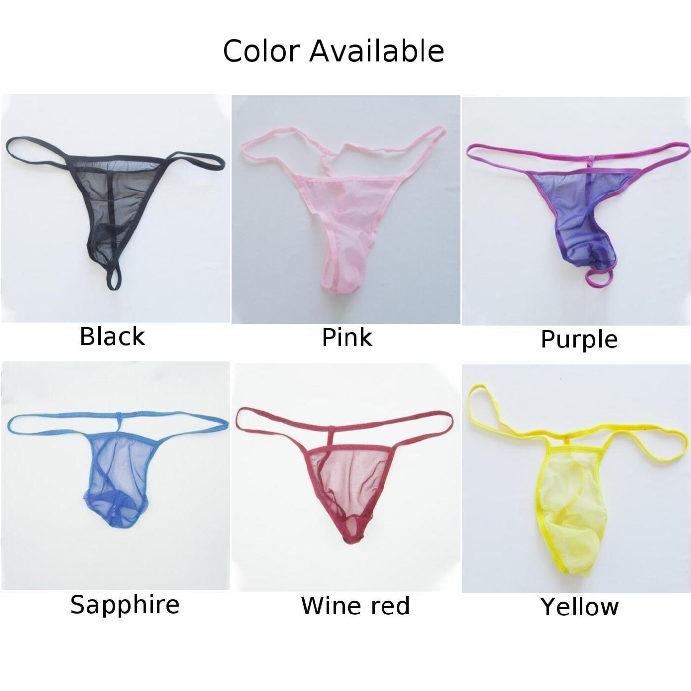 Mrshow Men Liquid Stretch Micro T Hong Underwear See-through Mesh Mini Cut G Strings