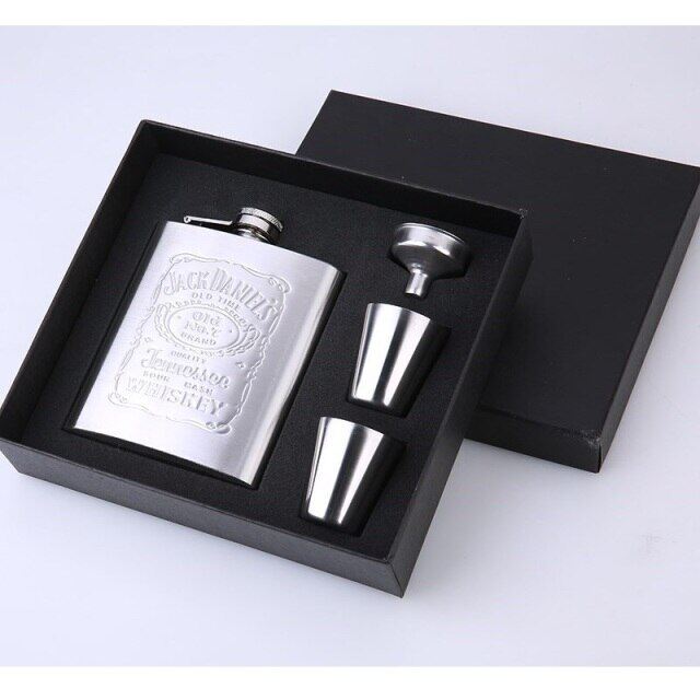 Hip Flask Mini Liquor Bottle Box Stainless Steel Pot Leather Surface Portable Whiskey Bottle Interior