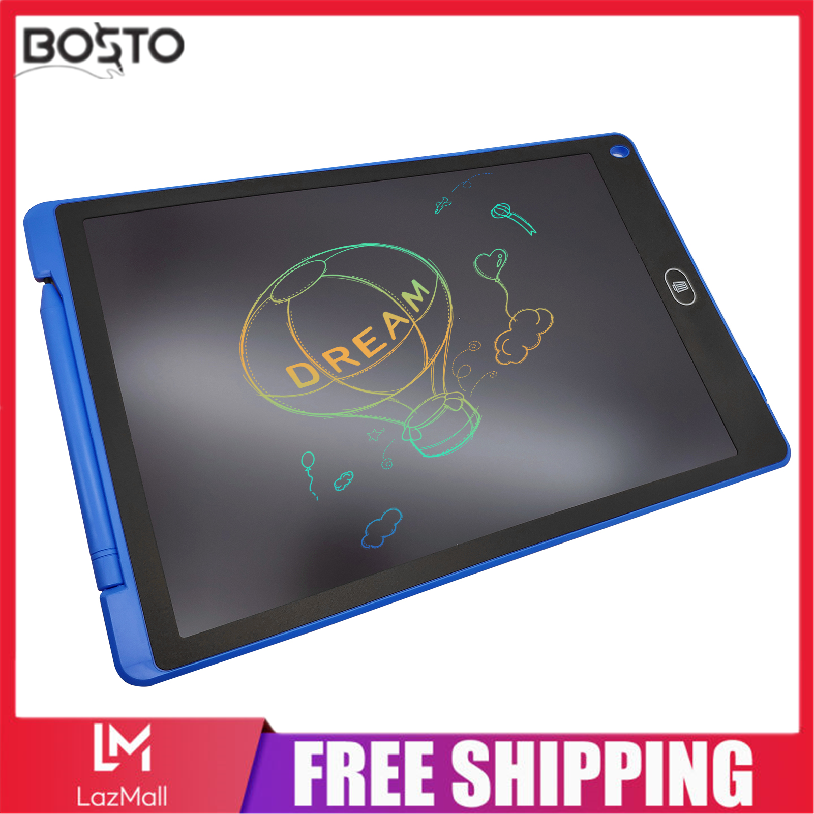 12 Inch LCD Writing Tablet Electronic Digital Drawing Board Erasable Writing Pad Color Screen One-Click Erase with Lock Button Gift for Children Adults Home Office School