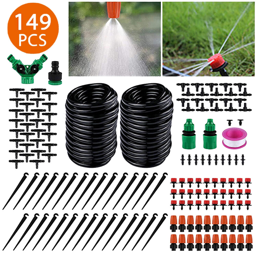 30m DIY Automatic Micro Drip Garden Irrigation Spray System Self-Watering Kit