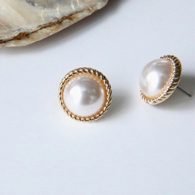 แฟชั่น2021 Chic เทียม Pearl พัดรูปทรงเรขาคณิตรูป Elegant ต่างหูตุ้มหูผู้หญิงเครื่องประดับ Party Asseccoires