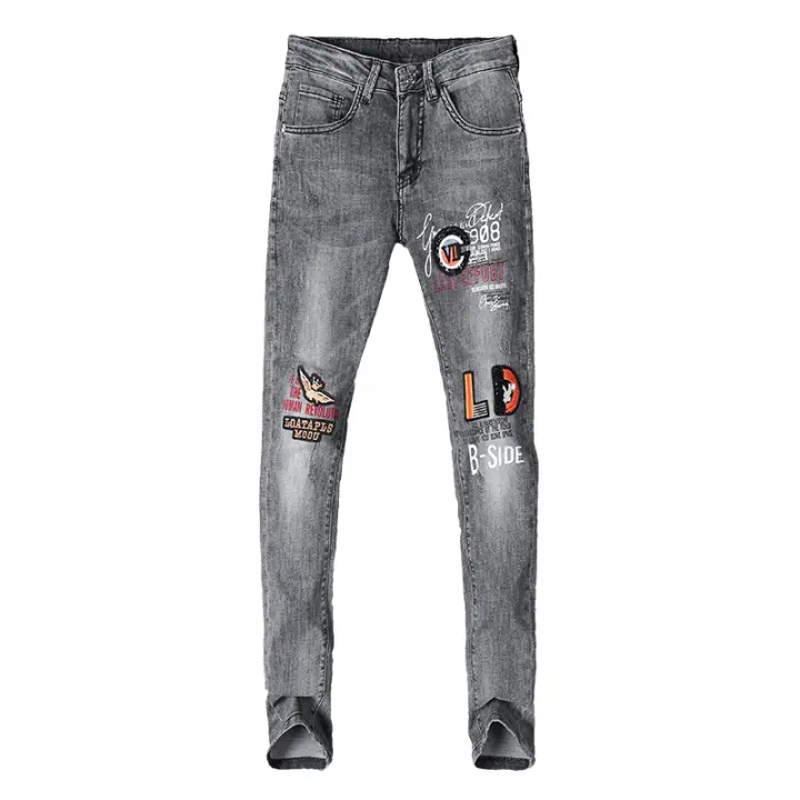 embroidered jeans mens
