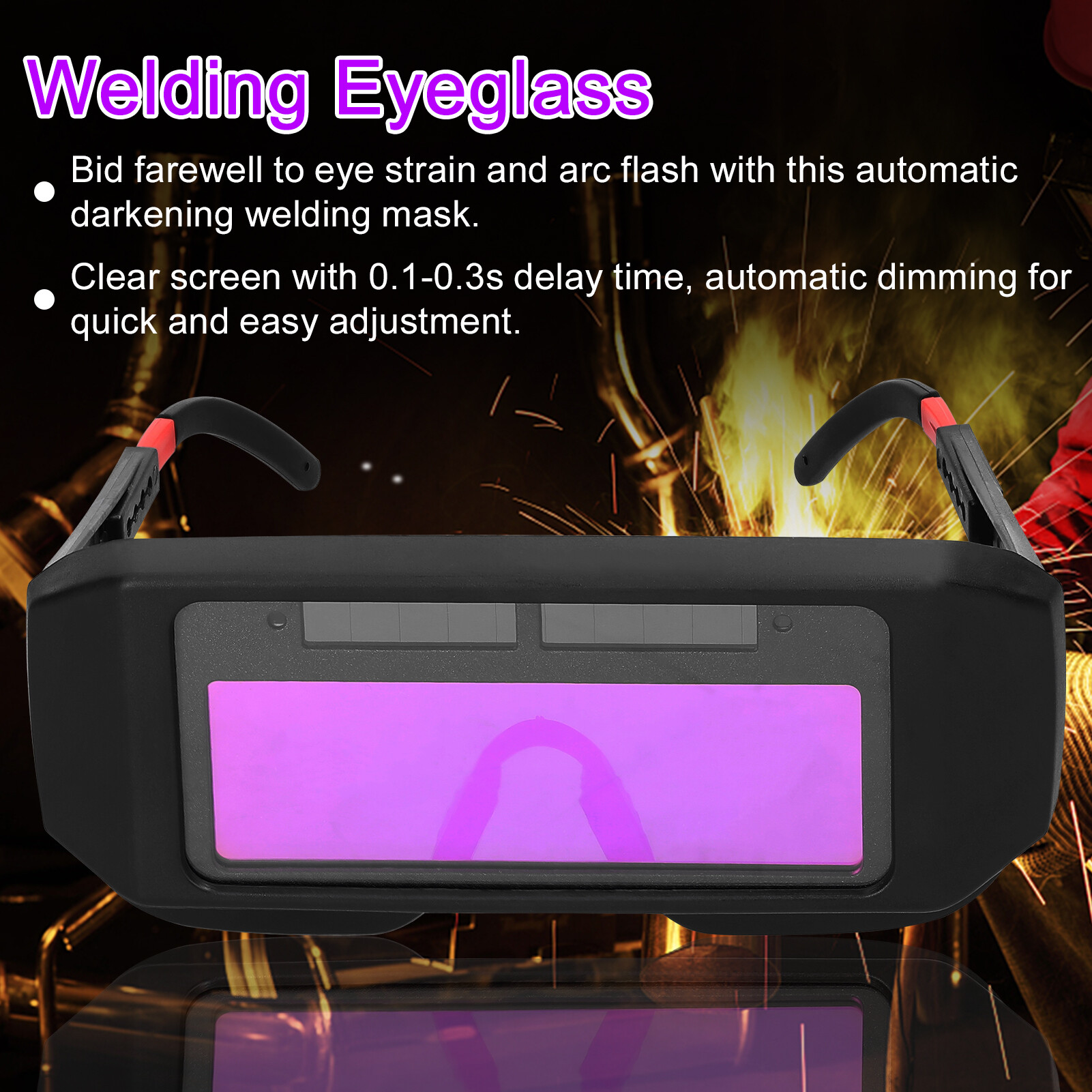 KKmoon Solar Power Automatic Dimming Welding Glasses HeadMounted Welding Eyeglass Welding Argon Arc Welding Glasses Protective Welding Eyeglass