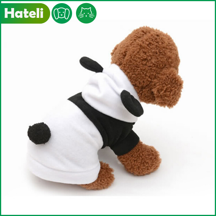 【HATELI】Cute Panda Ear Pet Dog Clothes Fleece Hoody Clothes Pullover Coat Costume Outwear