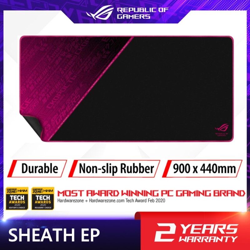 ROG Sheath Electro Punk with extra-large, gaming-optimized cloth surface, anti-fraying stitched frame, and non-slip rubber base Malaysia