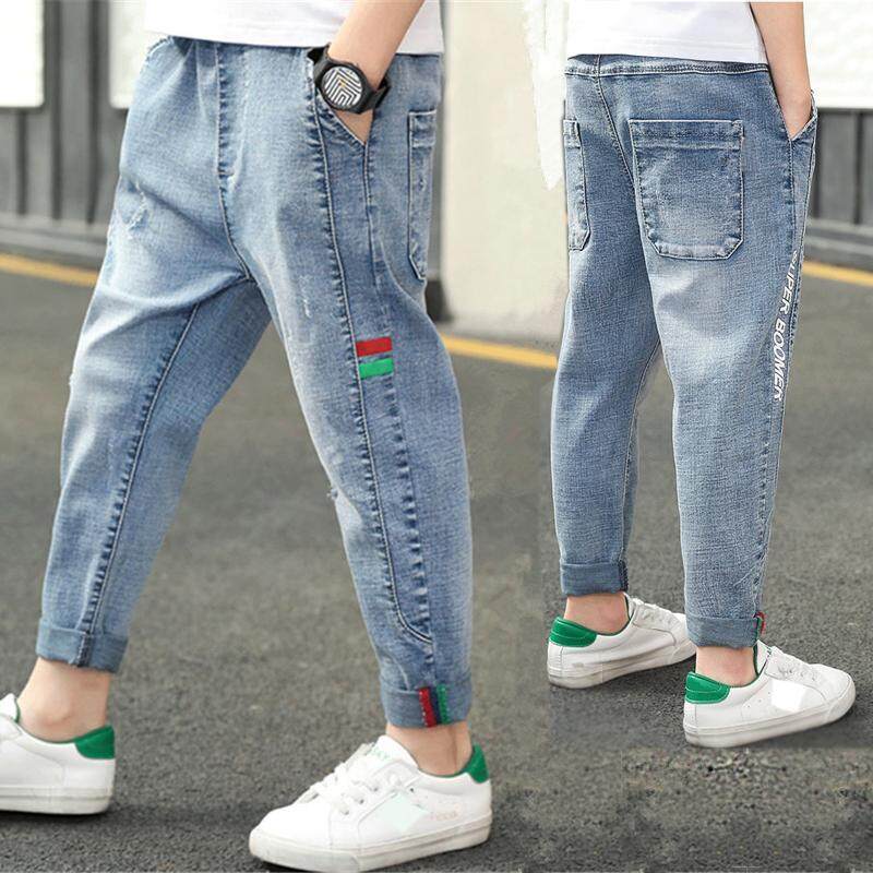 IENENS 5-13 Years Kids Boys Clothes Slim Straight Jeans Children Denim Clothing Long Pants Spring Autumn Baby Boy Casual Trousers Elastic Waist Bottoms