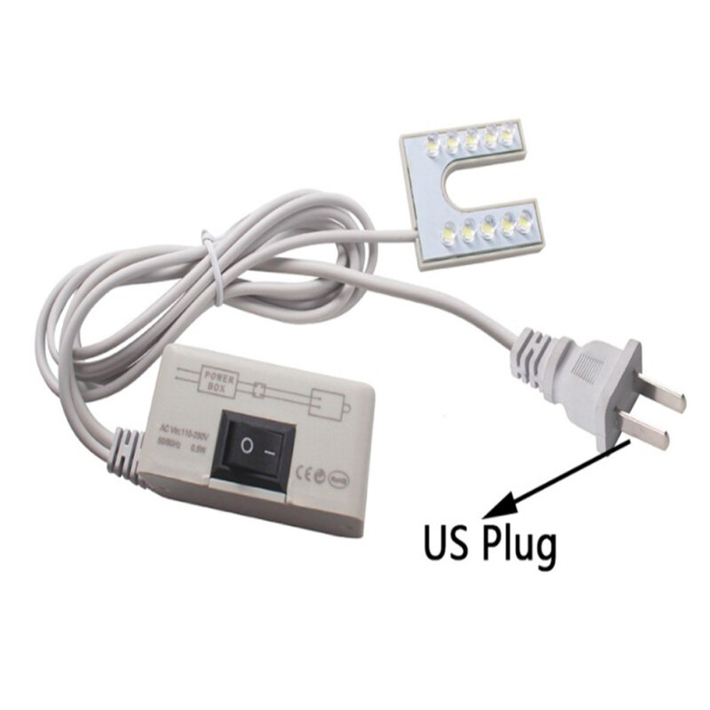 Yzh 10led u-shaped led sewing machine light with magnetic base for sewing machine 110-250v eu/us plug