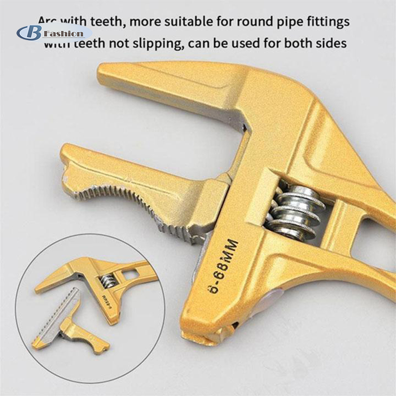 B-F Multi-Function Plumber Wrench Repair Tool Adjustable Wrench Short Shank Large Opening Bathroom Spanner Wrench