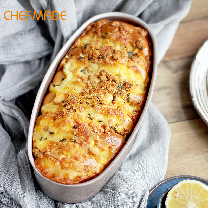 Chefmade Hình Bầu Dục Bánh Phô Mai Chảo Hình Bầu Dục Xúc Xích Phô Mai Khuôn Nướng Bánh Bánh Phô Mai Khuôn Mẫu Hình Bầu Dục Đặc Đáy Khuôn Bánh Phô Mai Làm Bánh Khuôn