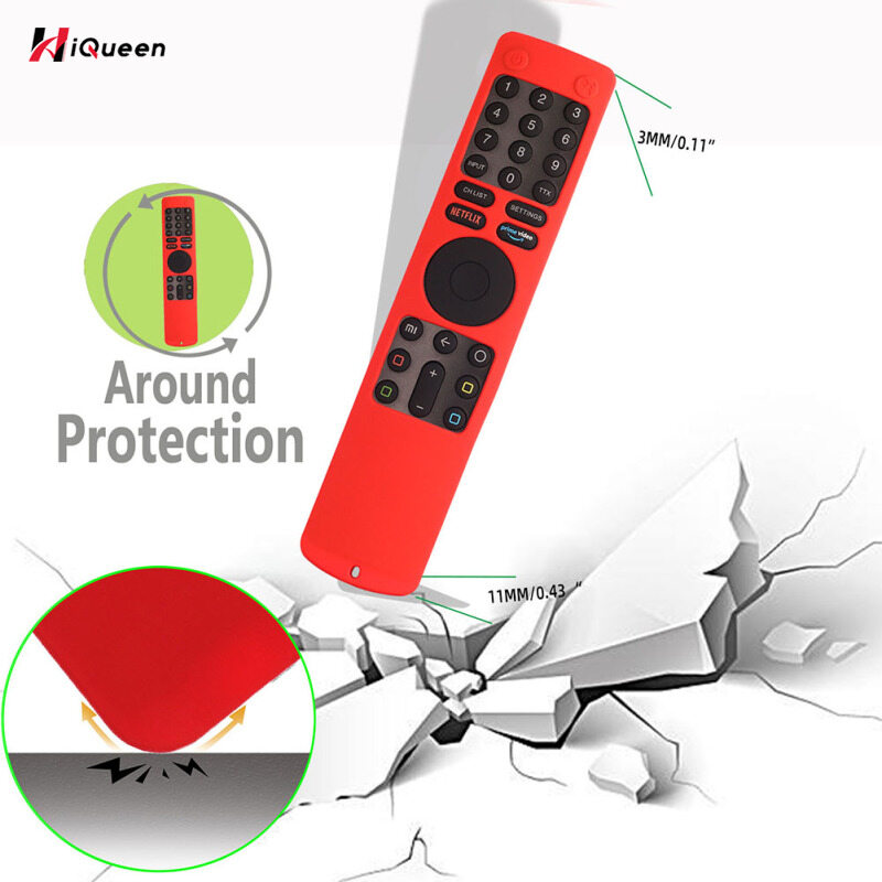 Hiqueen Silicone Remote Control Case With Lanyard Shockproof Protector Cover Compatible For Xiaomi Xmrm-010 Tv Remote Control