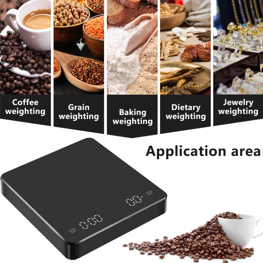 Cân Cà Phê Nhỏ Giọt Thông Minh 3Kg/0.1G Cân Điện Tử Cầm Tay Độ Chính Xác Cao Kỹ Thuật Số LED Hẹn Giờ USB Cho Gia Đình