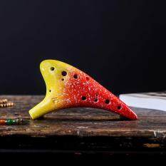 12 Holes Ceramic Ocarina Alto C Starry Style Musical Instrument with Lanyard Music Score Protective Bag For Music Lover and Learner