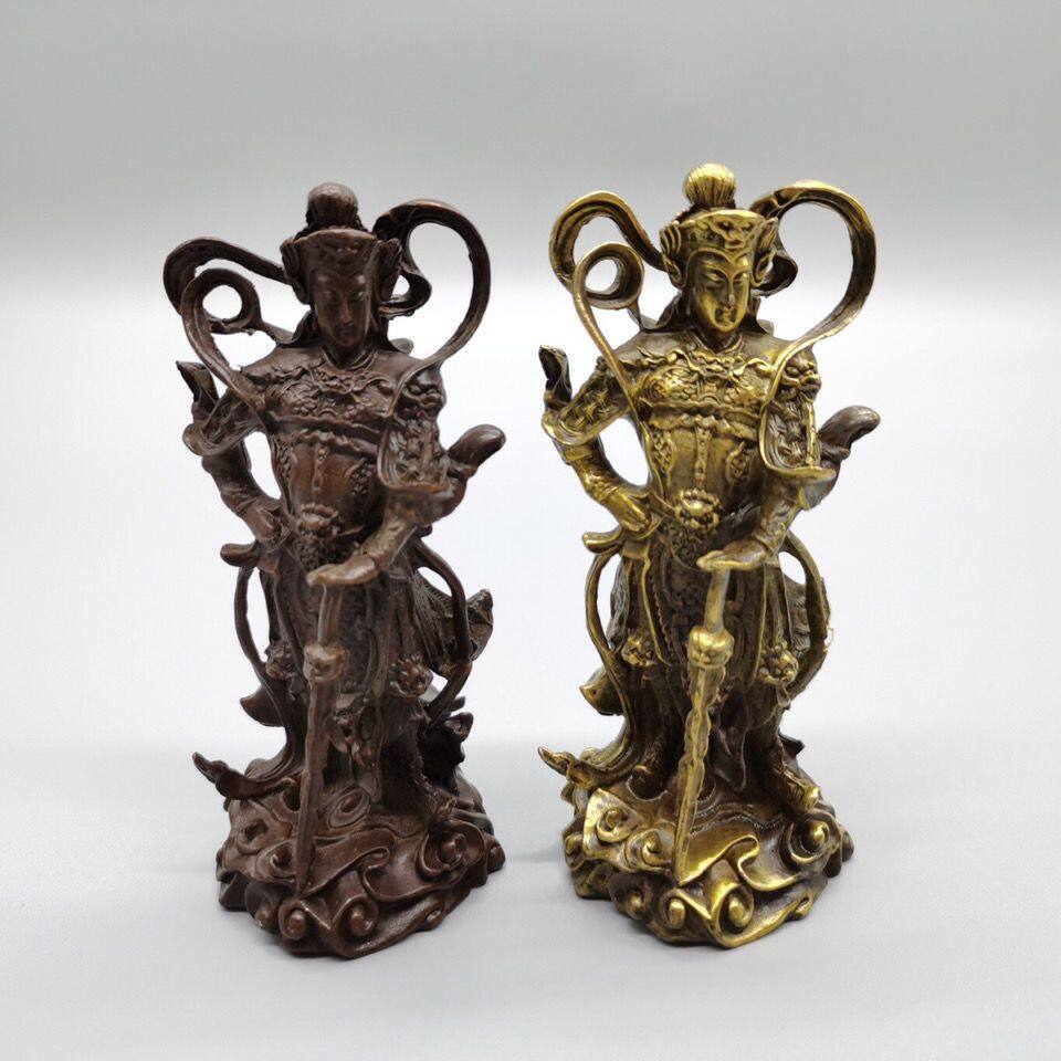 Pure copper Buddha statue Weituo Bodhisattva Guan Gong Bodhisattva bronze statue Dharma protector Weituo Bodhisattva Jialan Bodhisattva Guan Gong Wu Cai Shen