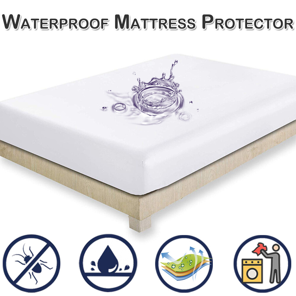 Top Hypoallergenic 100% Waterproof Smooth Mattress Protector Against Dust Mites and Bacteria Fitted Sheet Mattress Cover Mattress Pad Bed Cover