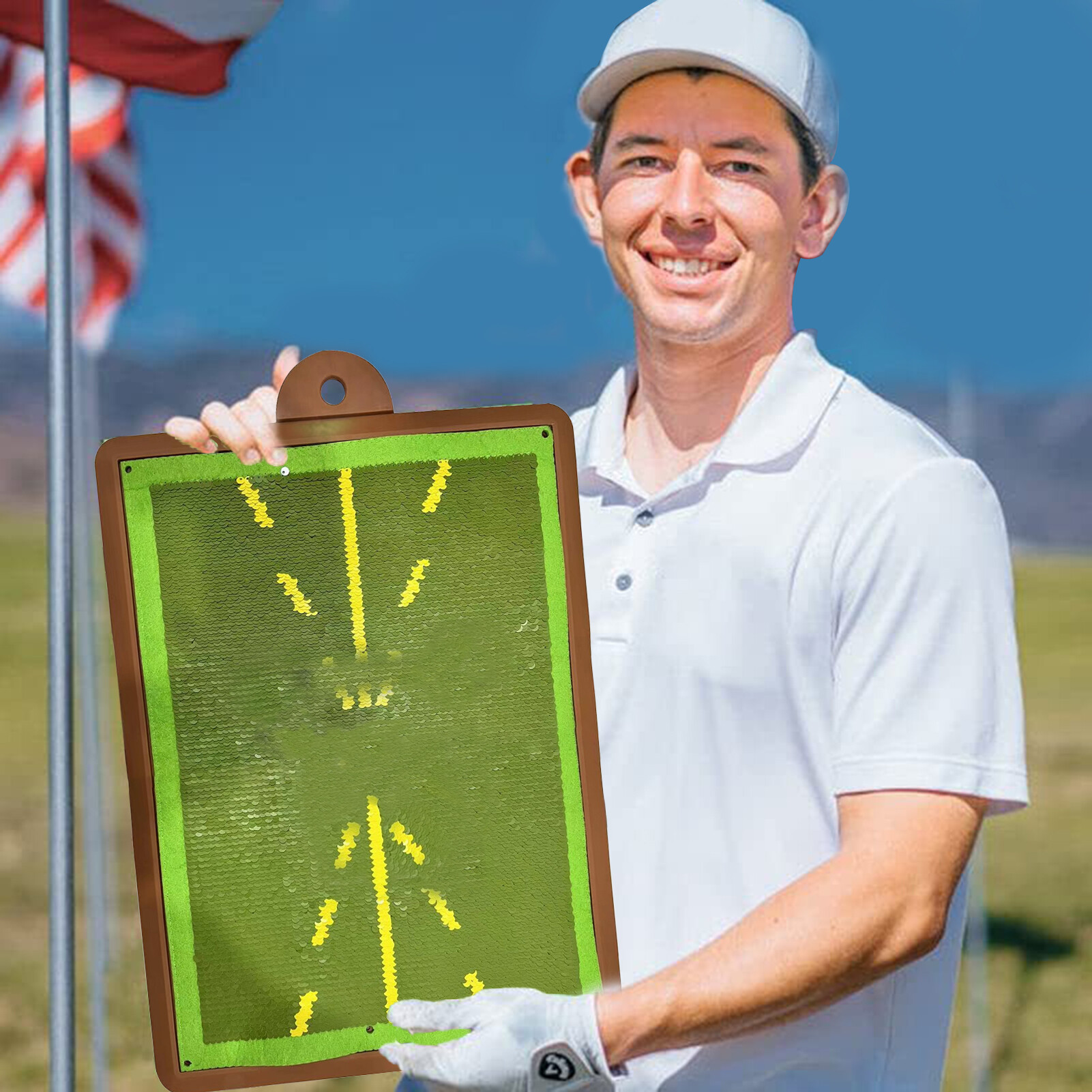 Golf Swing Training Mat Strong Grip Anti-slip Golf Practice Plastic Hitting Trajectory Check Directional Mat Golf Accessories Convenient Golf Swing