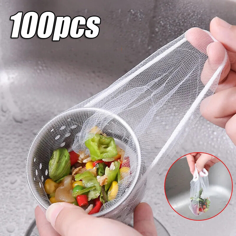Disposable Sink Filter Mesh Bag Strainer Waste Filter Drainage Hole Garbage Bag Kitchen Clean Supplies