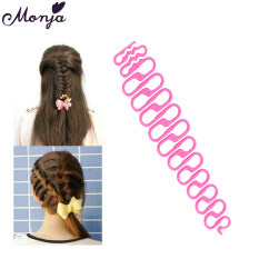 Công Cụ Bện Tóc Pháp Rết Braider Roller Hook Với Magic Hair Twist Tạo Kiểu Tóc Phụ Kiện DIY-Màu Hồng