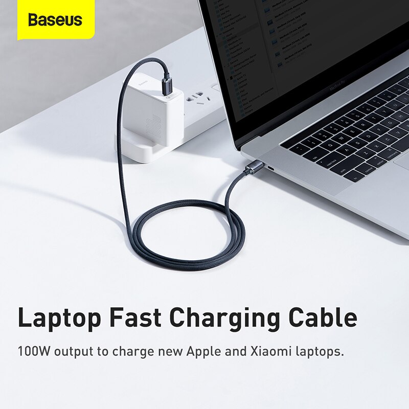 Baseus Cáp USB C Sang USB Type C 100W Cho Samsung Xiaomi PD Dây Sạc Nhanh Cho MacBook Pro Sạc Nhanh 4.0 USB