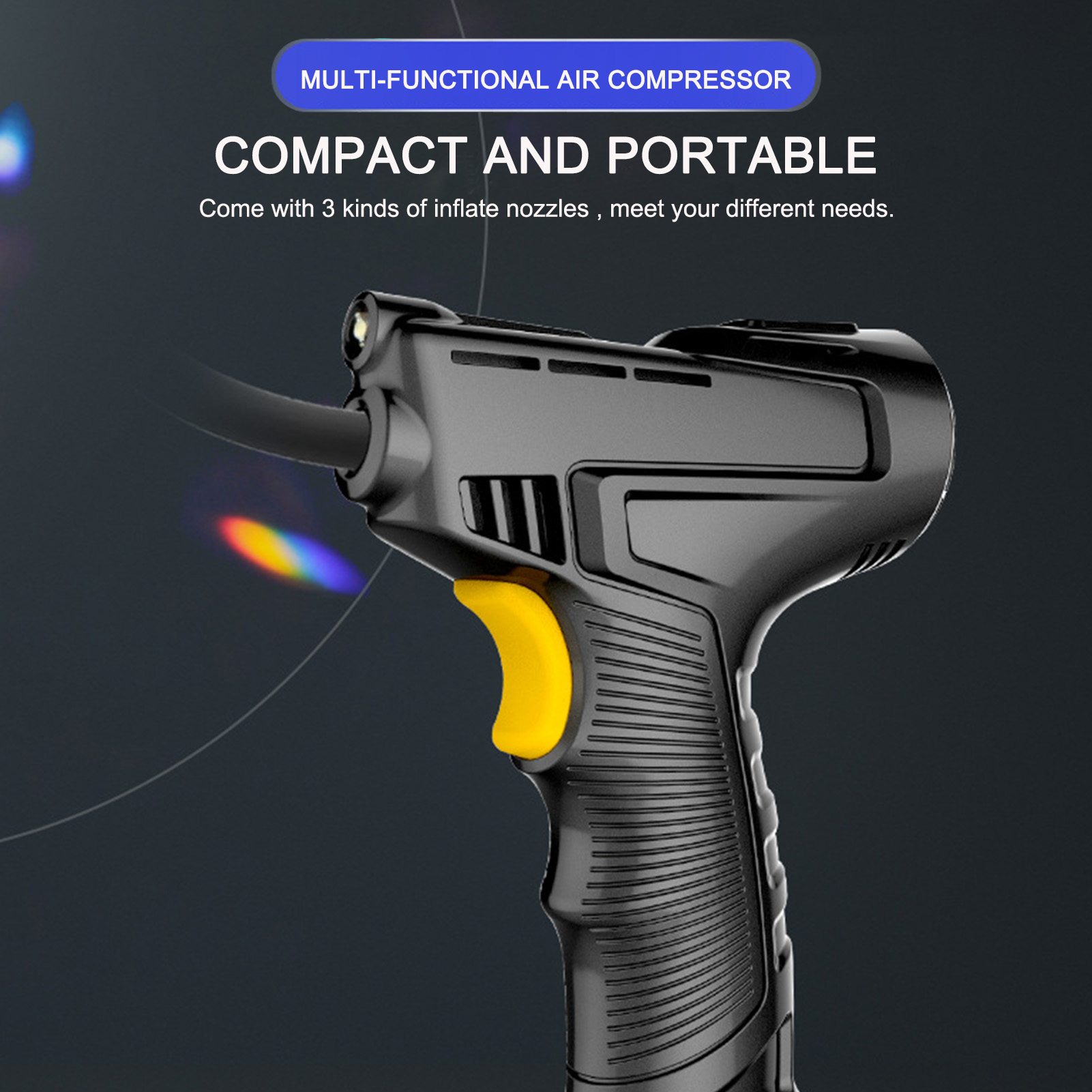 Portable Hand-held Inflatable Pump Wireless Car Air Compressor Rechargeable Tire Inflator with Digital Display LED Light Pressure Gauge Car Accessories