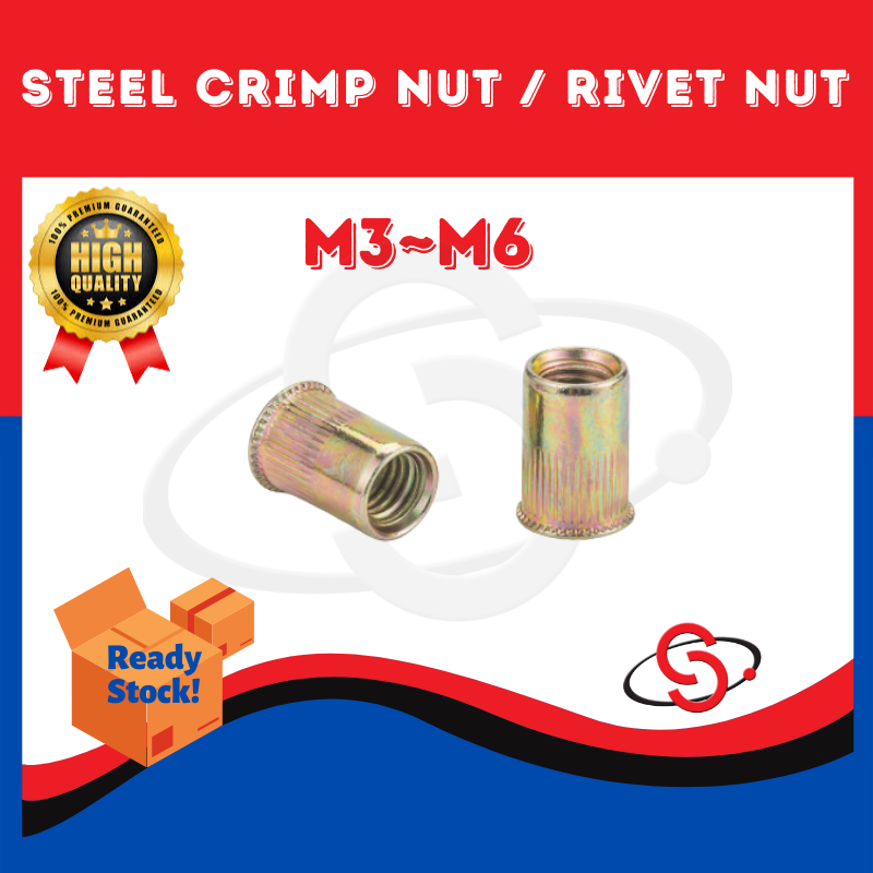 SCM Zinc Plated Rivet Nut Crimp Nut Insert Nut Fastener 镀锌拉柳螺母 Lazada