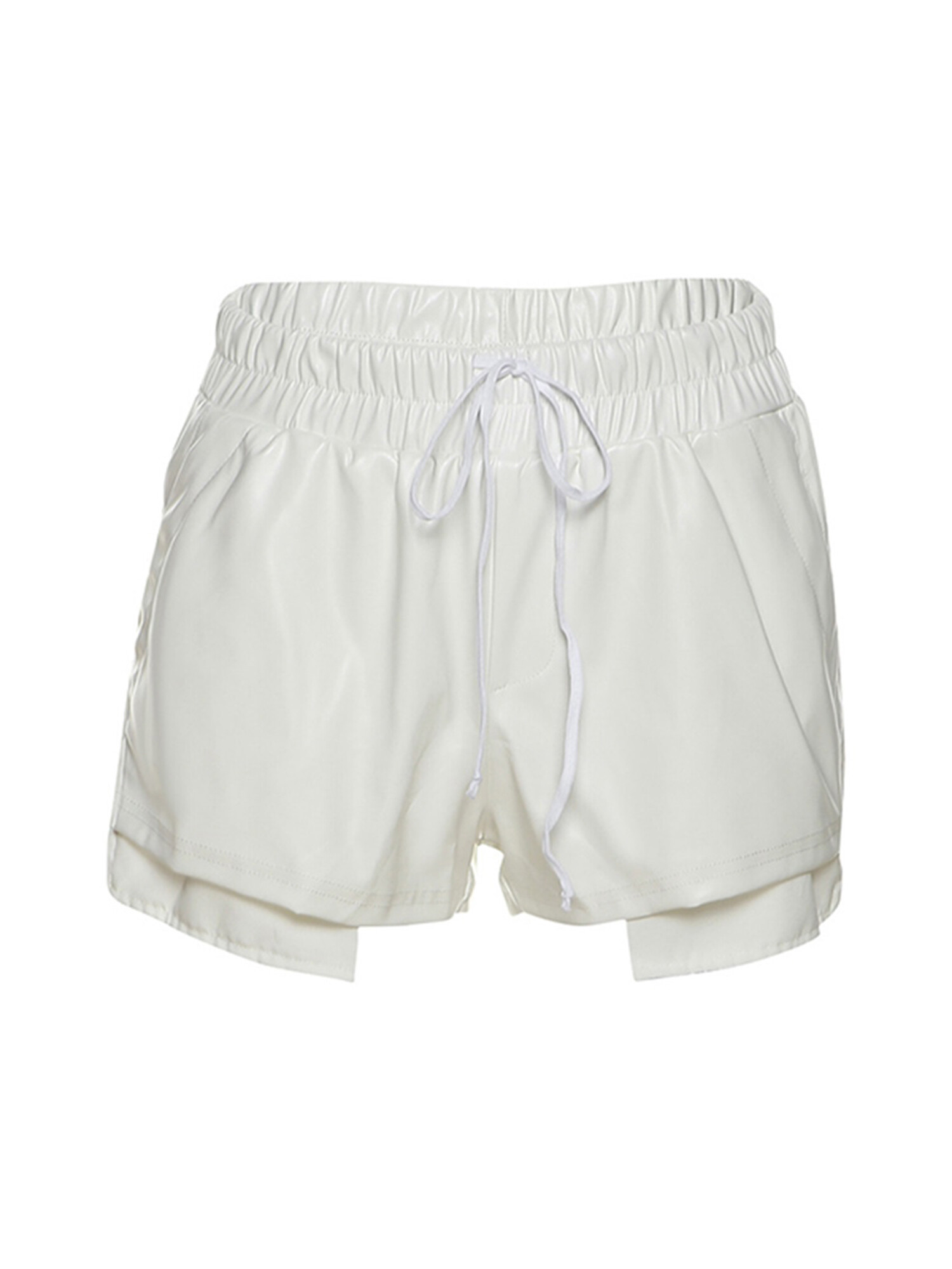 Women's Shorts, Solid Color/Contrast Color Patchwork Drawstring Elastic Waist Short Pants, Casual Simple Style Bottoms