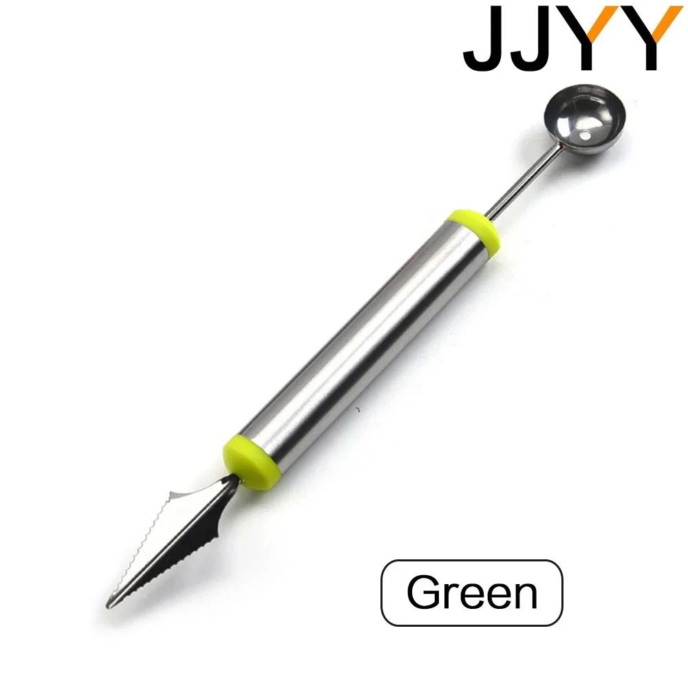 Jjyy 1 cái muỗng đào Kem dưa hấu Muỗng cắt dao khắc trái cây dưa hấu tiện ích tự làm công cụ làm hỗn hợp các món ăn lạnh