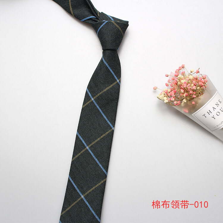 Men's Cotton Tie 6cm European and American Style Fashion Casual Shirt Suit Tie Black Striped Tie