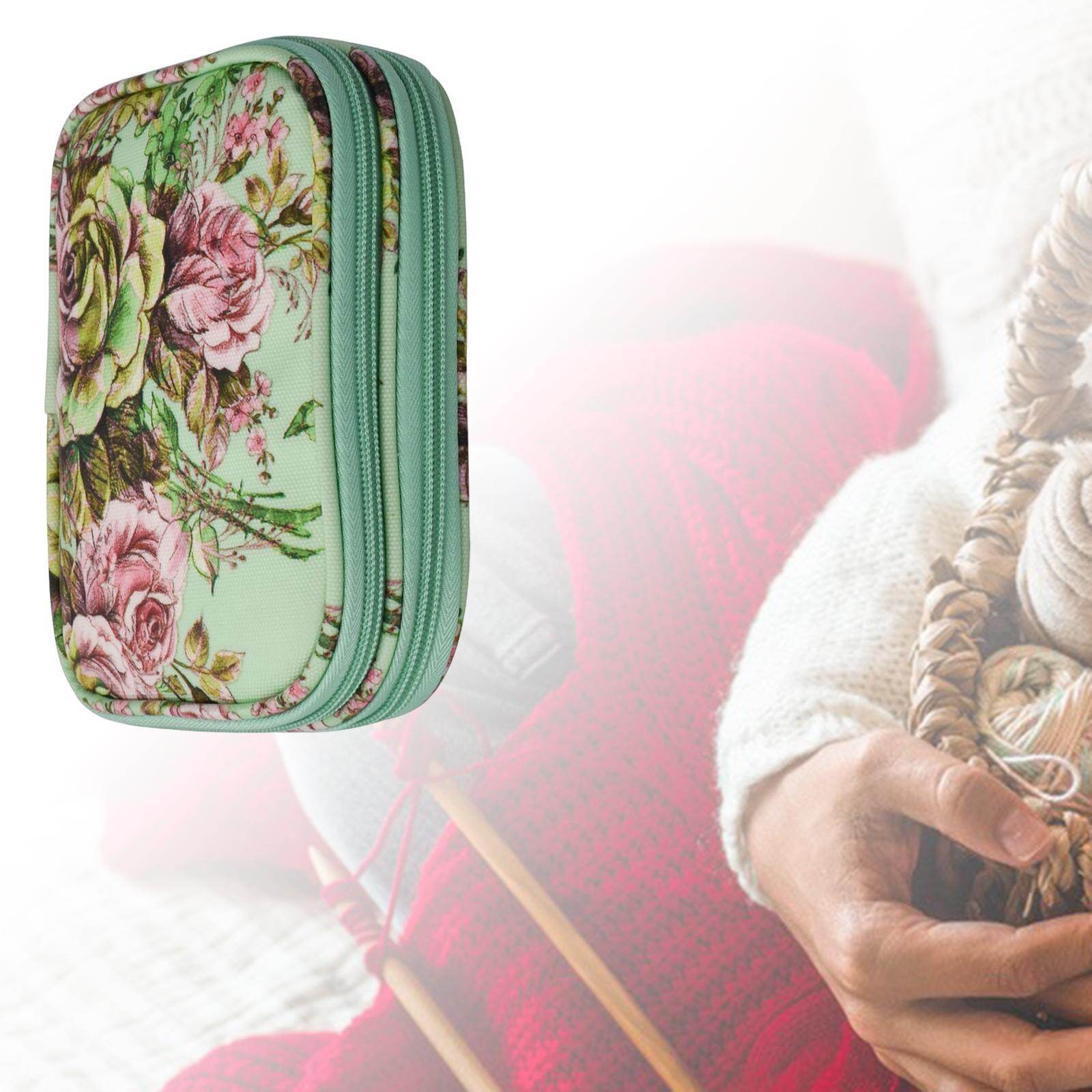 Serbery Crochet Hook Case Empty Zipper Bag Portable Double Layers Sewing Circular Knitting Needle Storage Bag Organizer
