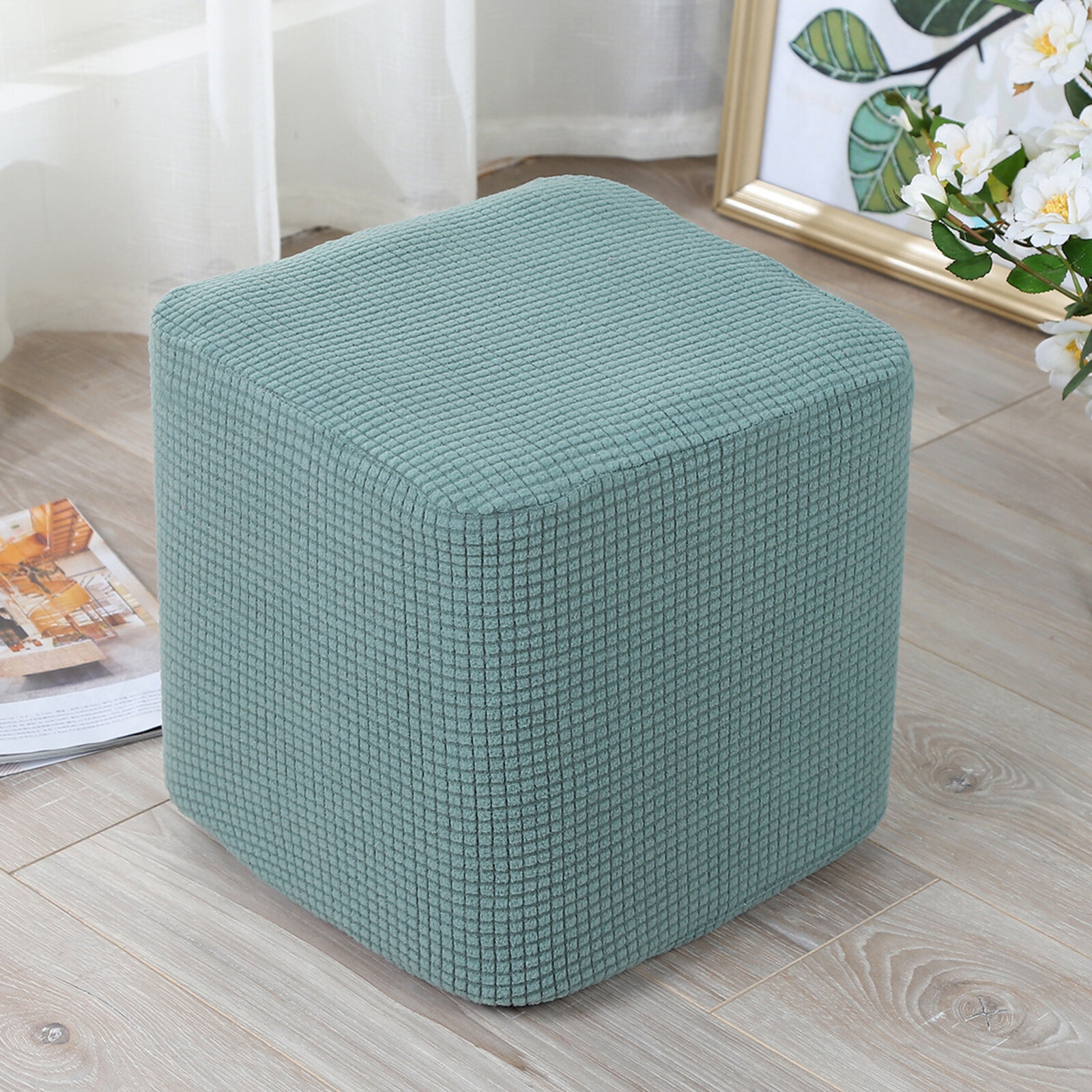 Moon Okey 10"-13" Stretch Ottoman Slipcover Footstool Footrest Living Room Soft Cover