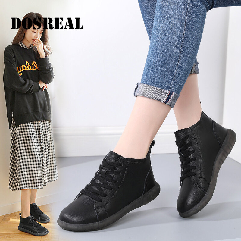 black flat casual boots