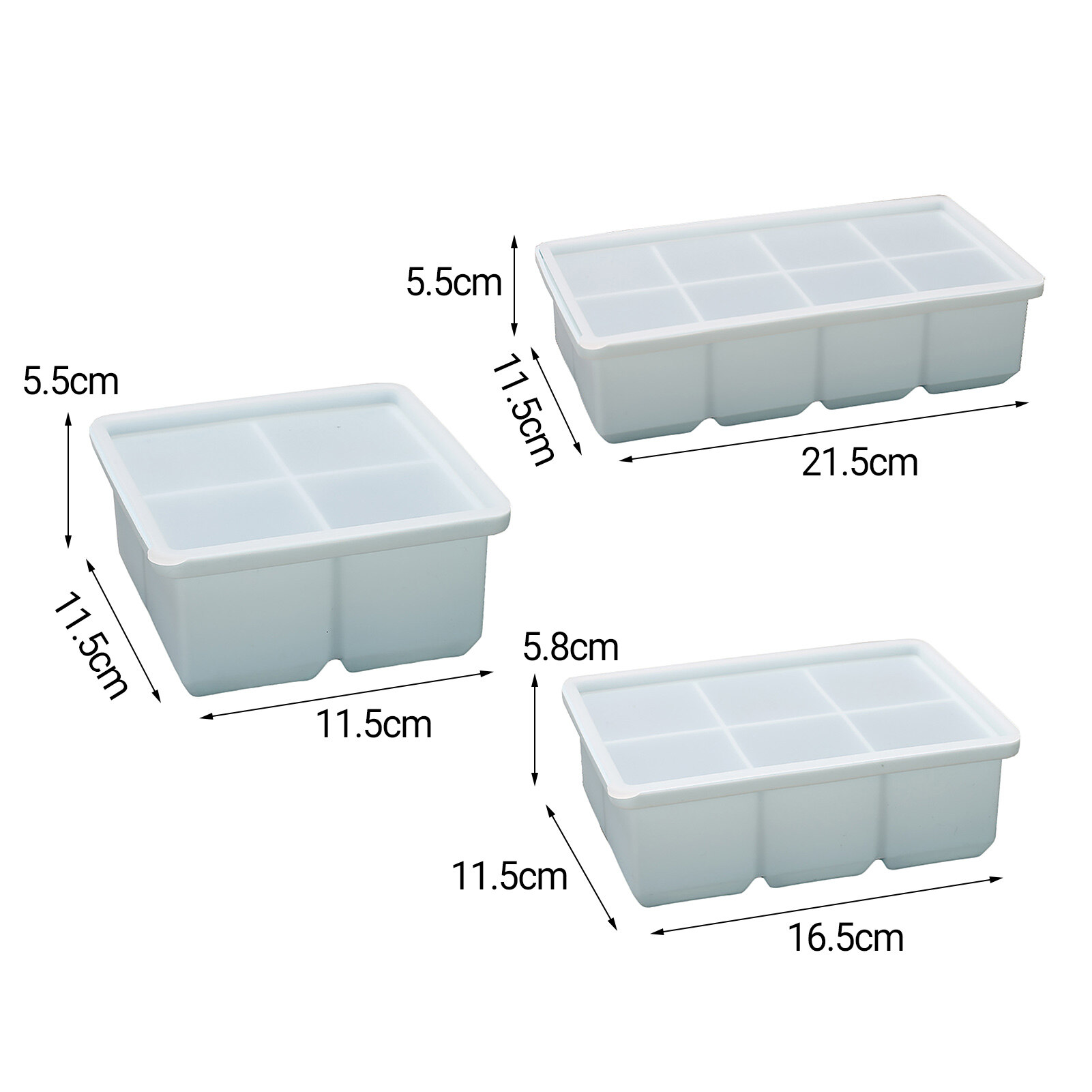 Terylin Silicone Ice Cube Tray DIY Transparent Lid Thickened Interlayer 4/6/8 Grids Ice Cube Making Tool Kitchen Supplies Ice Cube Tray