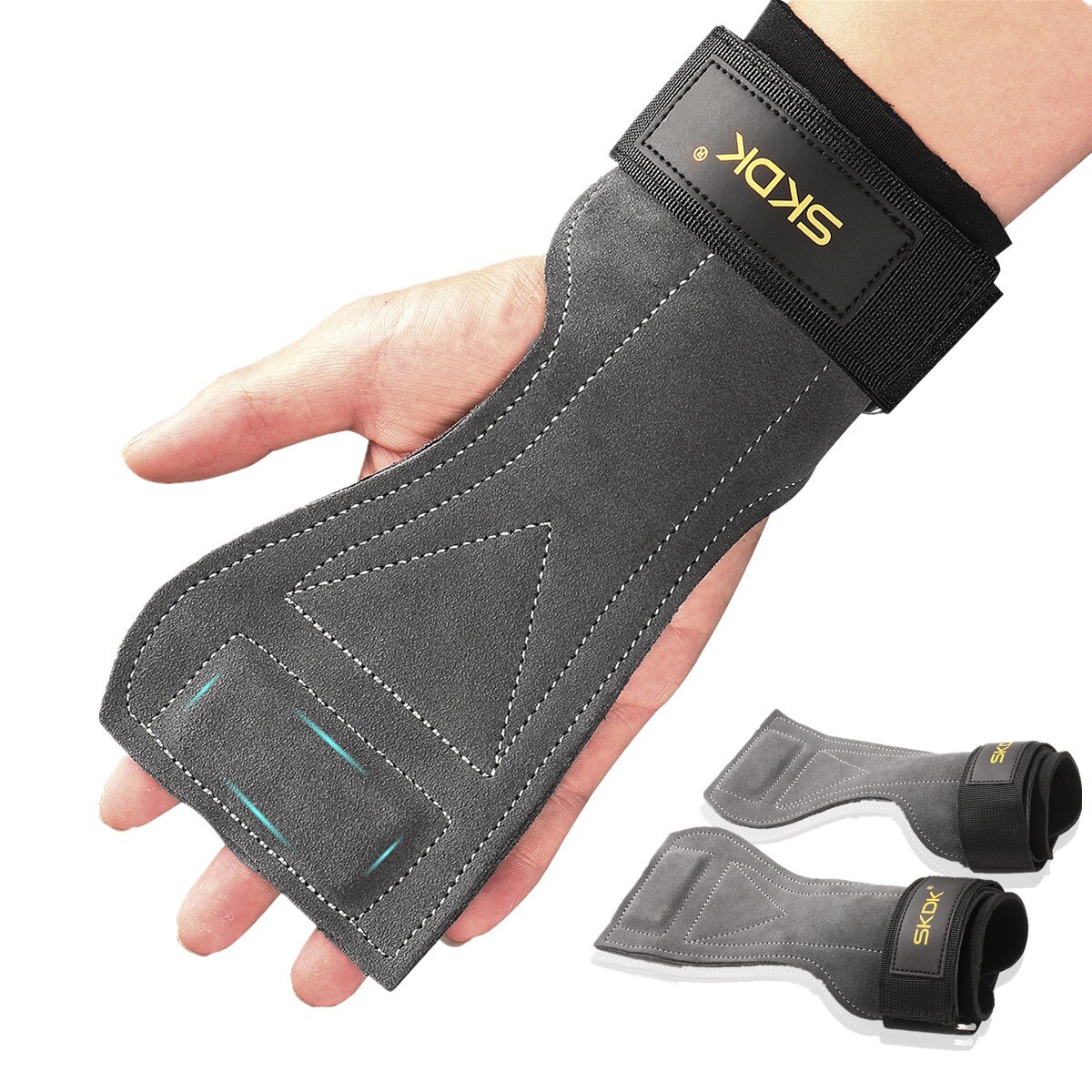 thumbnail image 2 of MAKE-OR-BREAK Pro Weight Lifting Leather Gloves – Padded Grip, Long Strap, Men's Black 2 of 5