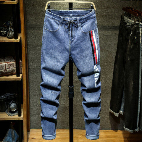 Men's large jeans three side printed large Harlan pants