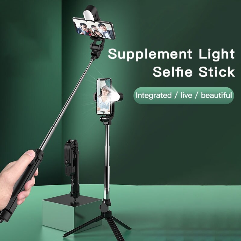 【new】 Bluetooth compatible Selfie Stick with Fill Light Mini Tripod 70cm Portable Hidden Tripod for Mobile Phone for Home Travel