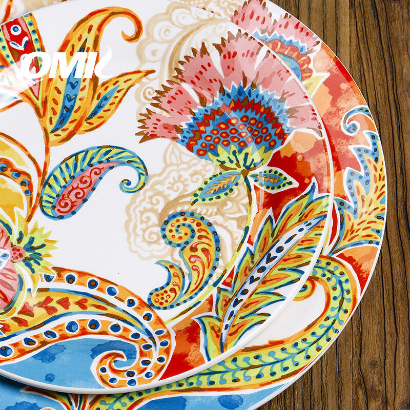 Omk Thổ Nhĩ Kỳ Phong Cách Bohemian underglaze Bộ đồ ăn bằng gốm Bộ đĩa ăn tối