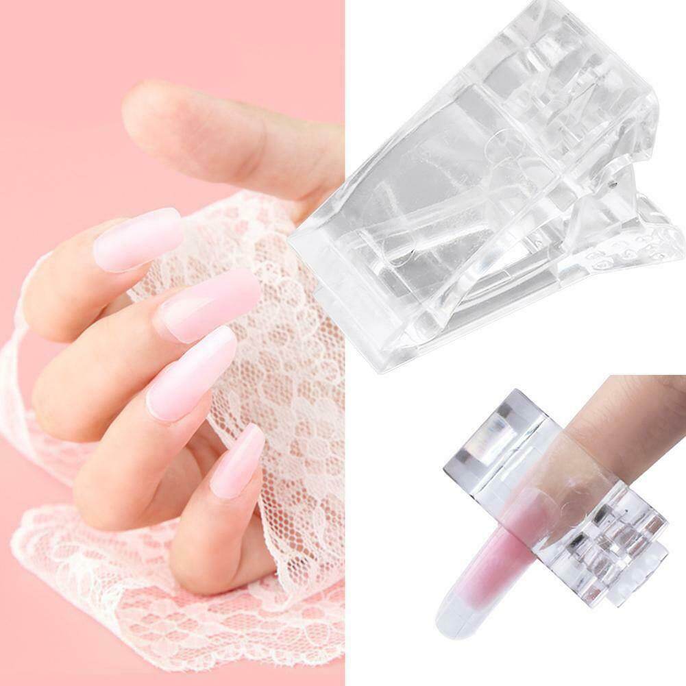 WOOLOVE 5PCS Clear Plastic Poly Gel Quick Building Nail Tips Clips Nail Extension UV LED Construction Tweezers Nail Art Tool