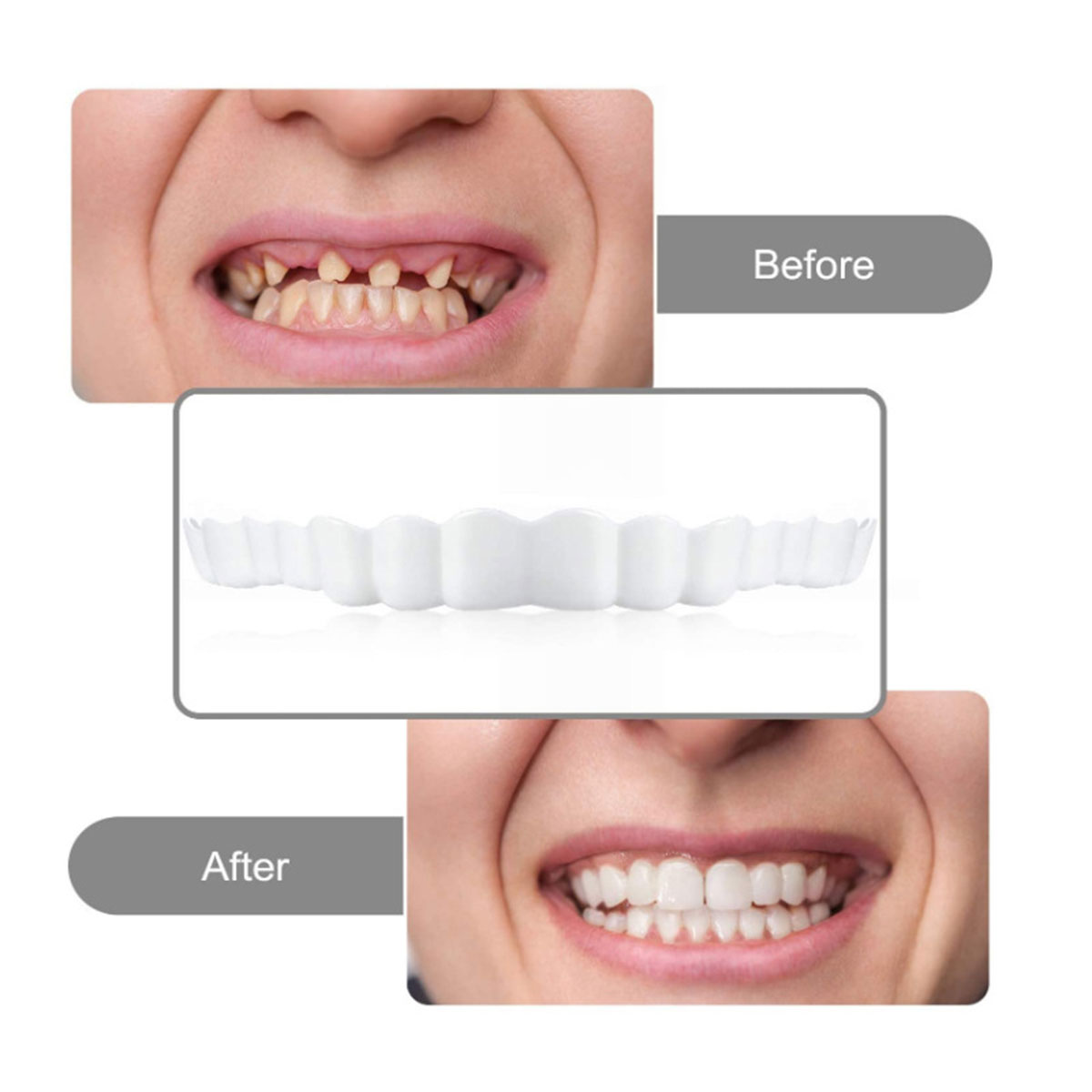 2Pair Fake Tooth Kit Perfect Smile Denture Fit Flex Cosmetic Teeth ...