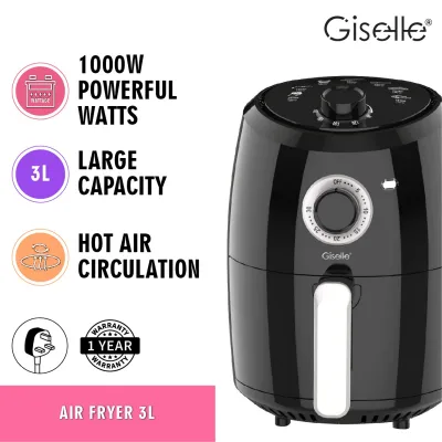 Giselle Manual Air Fryer with Timer & Temperature Control - Black (3.0L/1000W) KEA0198