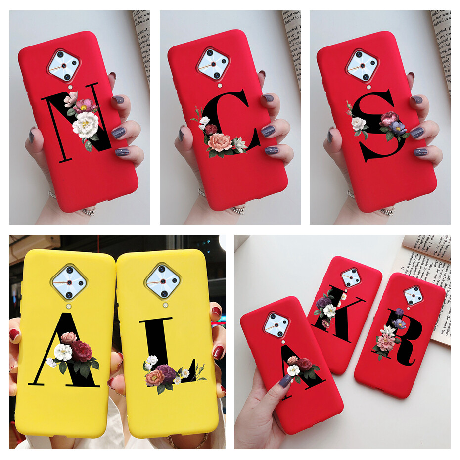 Phone Case For Vivo S1 Pro / Vivo 1920 Casing Soft Silicone Fashion Flower Letters Pattern Case Couple Cover