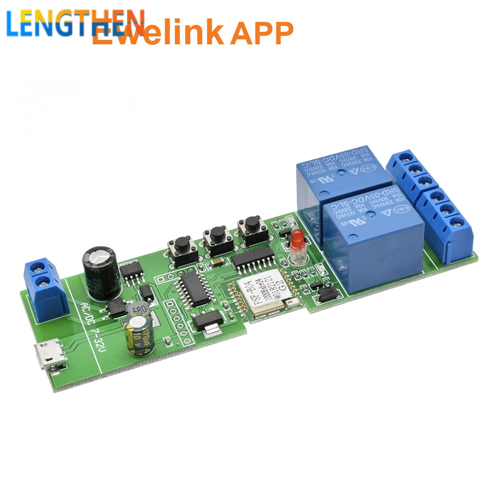 FocusAi eWeLink 2 Channel WiFi Relay Module Smart Home APP Remote Control Switch DC 7-32V Remote control door