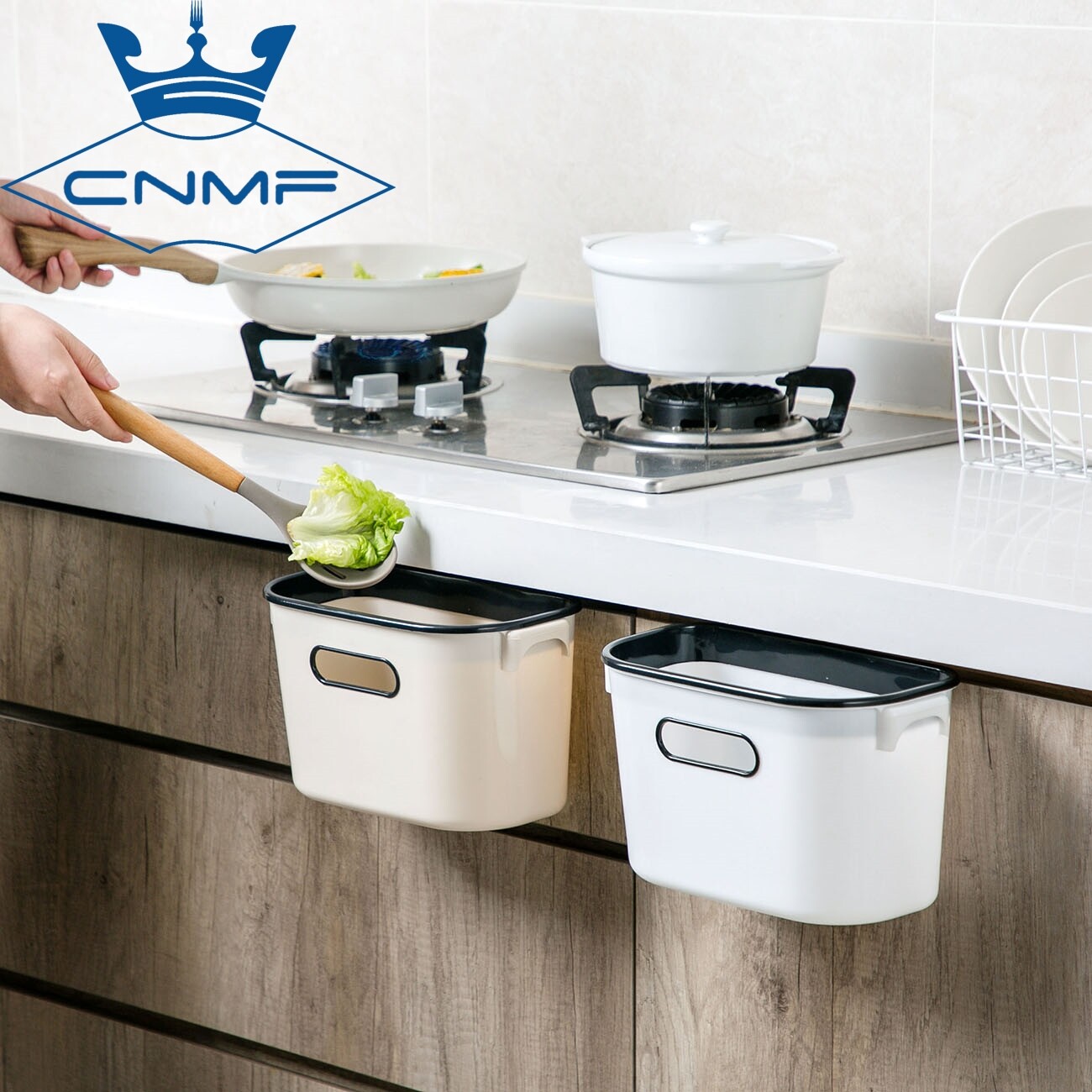 CNMF Kitchen Small Wall Mounted Trash Can Cabinet Door Hanging Garbage Bin Toilet Plastic Waste Basket